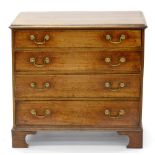 A VICTORIAN INLAID MAHOGANY CHEST OF DRAWERS, 75CM H; 79 X 45CM