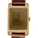 A TREBEX GOLD PLATED GENTLEMAN'S WRISTWATCH, C1930S, LEATHER STRAP++RUNNING, WEAR CONSISTENT WITH