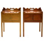 A PAIR OF GEORGE III STYLE MAHOGANY TRAY TOP NIGHT CUPBOARDS, 75CM H; 55 X 42CM