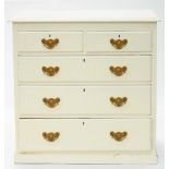 A WHITE PAINTED PINE CHEST OF DRAWERS, EARLY 20TH C, 99CM H; 96 X 49CM