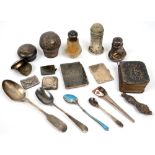 MISCELLANEOUS SILVER ARTICLES, INCLUDING FLATWARE, VESTA CASES, ETC, GEORGE III AND LATER, 4OZS