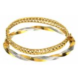 A 9CT TWO COLOUR GOLD BRACELET AND ANOTHER, 14.5G++IN GOOD CONDITION