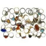 FIFTY GEM SET SILVER RINGS, 269G++WEAR CONSISTENT WITH AGE