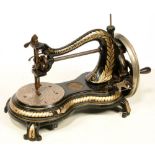 A JONES C1880 SEWING MACHINE SWAN NECK HAND OPERATED MACHINE, DISPLAY MODEL, NON WORKING PARTS