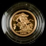 GOLD COIN. PROOF HALF SOVEREIGN, 1995, BOXED++GOOD CONDITION