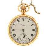 A GOLD PLATED WALTHAM WATCH, MOON 260281, INSCRIBED TO A.CARSON 1913-37 FROM H.A. BENNETT, ON