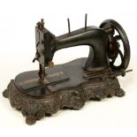 A SAXONIA, C1880, CAST IRON ANTIQUE SEWING MACHINE GRITZNER SAXONIA ON NEEDLE PLATE