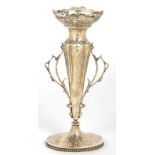 A GEORGE V SILVER TWO HANDLED SPILL VASE, 27.5 CM H, SHEFFIELD 1911, 9OZS 10DWTS++TARNISHED