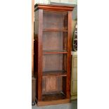 A MAHOGANY OPEN BOOKCASE WITH ADJUSTABLE SHELVES, 149CM H; 58 X 36CM