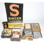 MISCELLANEOUS SINGER AND OTHER SPARE PARTS AND ADVERTISING MATERIAL