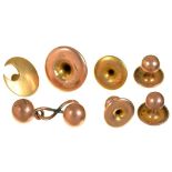 A 9CT GOLD DRESS STUD, OTHERS MARKED 9CT, 4.5G AND A BRASS DRESS STUD++WEAR CONSISTENT WITH AGE