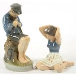 TWO ROYAL COPENHAGEN FIGURES OF CHILDREN, 12 AND 18CM H, PRINTED AND PAINTED MARKS