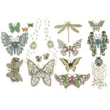 A QUANTITY OF BUTLER AND WILSON BUTTERFLY JEWELLERY COMPRISING ONE NECKLACE, ONE BRACELET, ONE