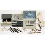 A PARKER CALLIGRAPHY SET IN PLASTIC BOX, A LAMY JOY CALLIGRAPHY SET IN METAL TIN, THREE FURTHER