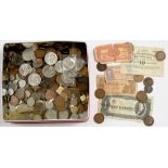 MISCELLANEOUS MAINLY PRE-DECIMAL UNITED KINGDOM AND FOREIGN COINS INCLUDING SILVER ETC