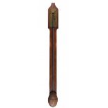 A SCOTTISH REGENCY EXPOSED TUBE MAHOGANY STICK OR CISTERN BAROMETER, EARLY 19TH C P SHARP COLDSTREAM