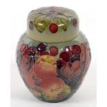 A MOORCROFT FINCH GINGER JAR AND COVER, DESIGNED BY SALLY TUFFIN, 11CM H, IMPRESSED MARKS AND GATE