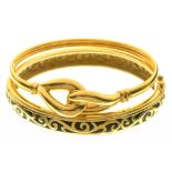 TWO 14CT GOLD BANGLES, 15.5G++GOOD CONDITION