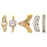 FIVE GEM SET 14CT GOLD RINGS, 13G, SIZE L - R++LIGHT WEAR CONSISTENT WITH AGE