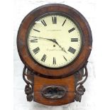 A VICTORIAN ROSEWOOD DROP CASE FUSEE TIMEPIECE, THE PAINTED DIAL INSCRIBED WOODROFFE LOUGHBOROUGH,