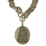 A VICTORIAN SILVER LOCKET ON CHAIN, 68G++LIGHT WEAR CONSISTENT WITH AGE