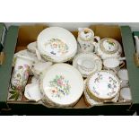 A TUSCAN CHINA TEA SERVICE, DECORATED WITH A BIRD ON A BRANCH, TWO AYNSLEY BOWLS, ETC