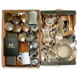 MISCELLANEOUS PLATED AND OTHER METALWARE, INCLUDING A MAPPIN & WEBB THREE PIECE COFFEE SERVICE,