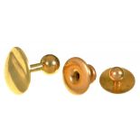 AN 18CT GOLD DRESS STUD, AND TWO GOLD DRESS STUDS MARKED 18CT, 3.5G++LIGHT WEAR CONSISTENT WITH AGE