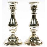 A PAIR OF 19TH C SILVERED GLASS BALUSTER CANDLESTICKS, 31.5CM H