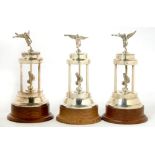 THREE GEORGE VI SILVER TROPHIES WITH ANGEL FINIALS, 18 CM H, SHEFFIELD 1938, 14OZS++TARNISHED.