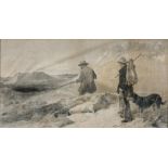 A PAIR OF VICTORAIN SEPIA PRINTS AFTER RICHARD ANDSELL, 28 X 55CM AND JOHN TRICKET, PORTRAIT OF A