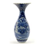 A JAPANESE BLUE AND WHITE IMARI VASE OF BALUSTER SHAPE WITH FRILLED RIM, 54CM H, EARLY 20TH C