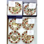 SIX ROYAL CROWN DERBY IMARI PATTERN CHRISTMAS PLATES, 21.5CM D, PRINTED MARK AND NUMBERED FROM