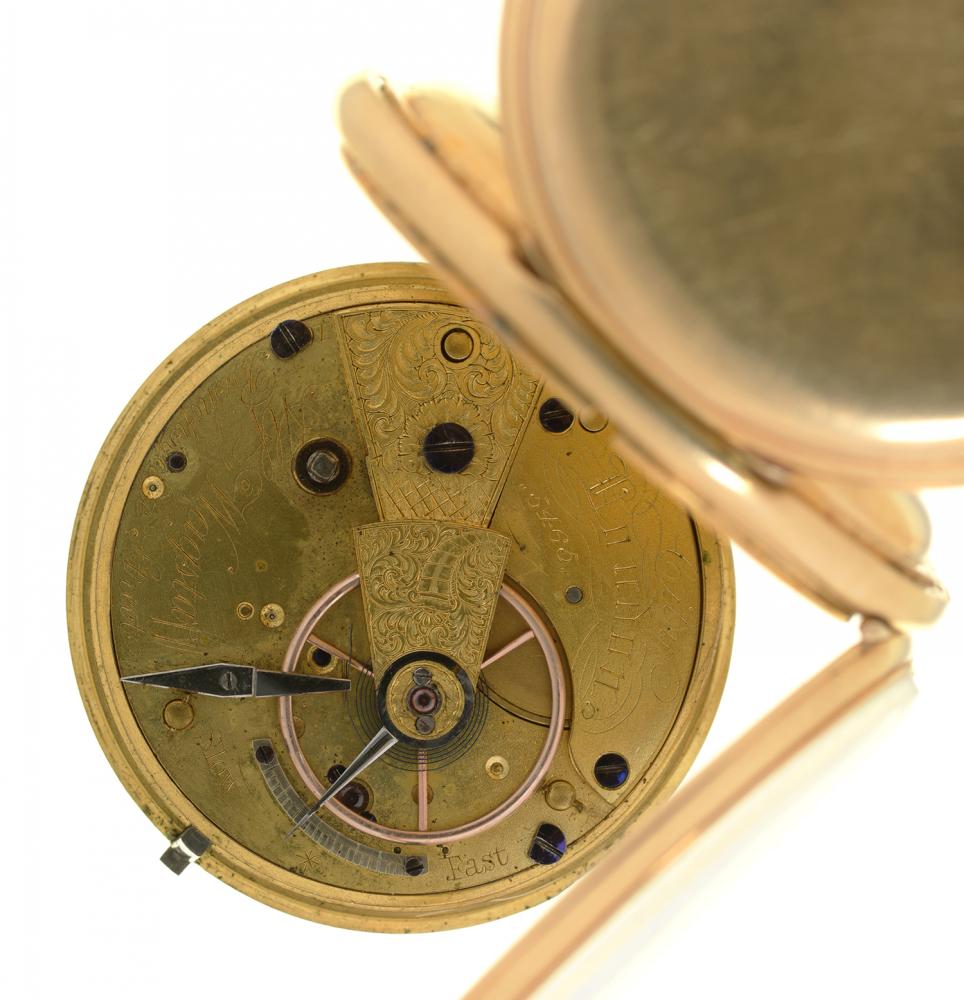 AN ALFRED WAGSTAFF 18CT GOLD GENTLEMAN'S LEVER WATCH, CASEMAKER HGMS, LONDON 1877, 5CM, 88.5G ++ - Bild 3 aus 4