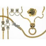 A QUANTITY OF BUTLER AND WILSON LEOPARDS AND TIGERS JEWELLERY COMPRISING TWO NECKLACES, TWO