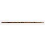 A BAMBOO OFFICER'S STICK WITH EMBOSSED METAL POMMEL - KENYA PRISONS, 70CM L