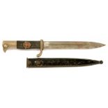 A GERMAN, THIRD REICH BAYONET AND SHEATH, 19.5CM BLADE STAMPED HELM TRADEMARK OVER WKC, ONE OF THE