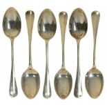 A SET OF SIX VICTORIAN SILVER TEASPOONS, LONDON 1894, 3OZS 12DWTS++GOOD CONDITION