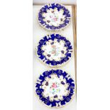 A SET OF TEN ENGLISH BONE CHINA DESSERT PLATES, PRINTED AND PAINTED TO THE CENTRE WITH A GROUP OF