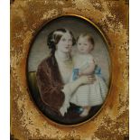 AFTER SIR EDWIN LANDSEER, QUEEN VICTORIA AND THE INFANT PRINCE ALBERT EDWARD, WATERCOLOUR, OVAL,