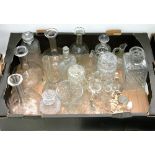 MISCELLANEOUS CUT AND OTHER GLASS WARE, INCLUDING DECANTERS AND STOPPERS, ETC