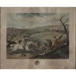 TWO 19TH C HUNTING PRINTS FROM SERIES THE GRAND LEICESTERSHIRE FOX HUNT BY ALKEN, WITH MARGINS, 49 X