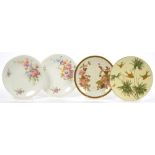 ONE AND A PAIR OF ROYAL WORCESTER PLATES AND AN E. J. D. BODLEY PLATE, PAINTED WITH FLOWERS OR