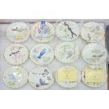 A SET OF TWELVE ROYAL WORCESTER BIRDS OF DOROTHY DOUGHTY DESSERT PLATES, PAINTED IN COLOURS IN