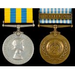 KOREAN WAR PAIR, Korea Medal, second obverse C/KX 595779 J MURPHY SMRN and UN Korea Medal++++