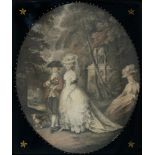 A MEZZOTINT OF THE DUKE AND DUCHESS OF CUMBERLAND AFTER GAINSBOROUGH, VERRE EGLOMISE MOUNT AND