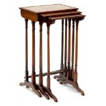 A PART SET OF THREE 19TH C ROSEWOOD QUARTETTO TABLES, 46CM L