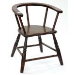 A STAINED BEECH CHILD'S WINDSOR CHAIR, 43CM H