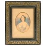 ENGLISH SCHOOL, 1840, PORTRAIT MINIATURE OF A YOUNG WOMAN, SIGNED WITH INITIALS (C.E.W) AND DATED