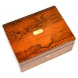 A VICTORIAN ROSEWOOD DRESSING CASE WITH FITTED INTERIOR, 31CM L